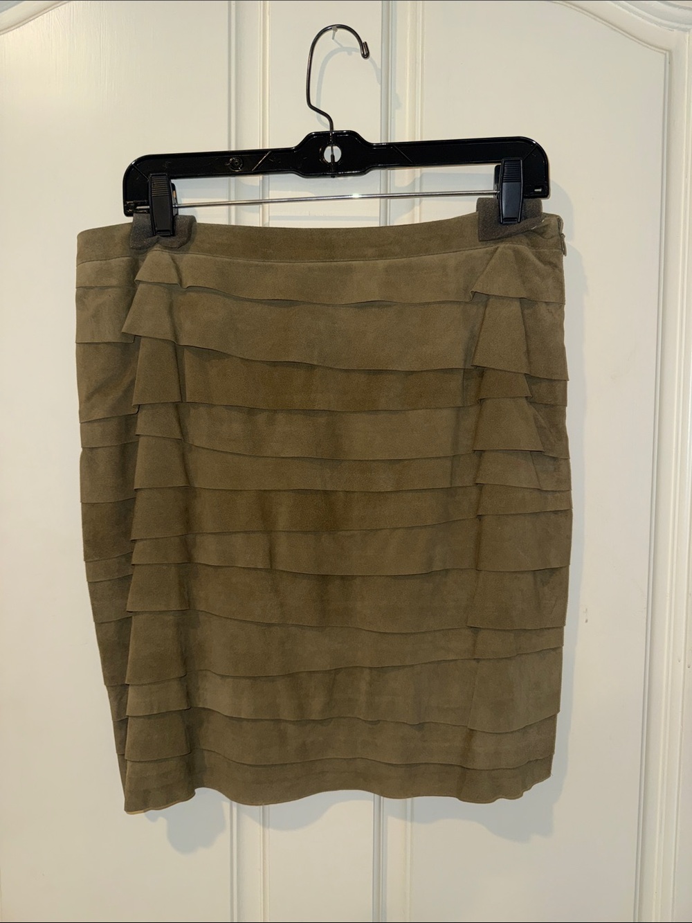 Ralph Lauren Olive Tiered Suede Mini Skirt